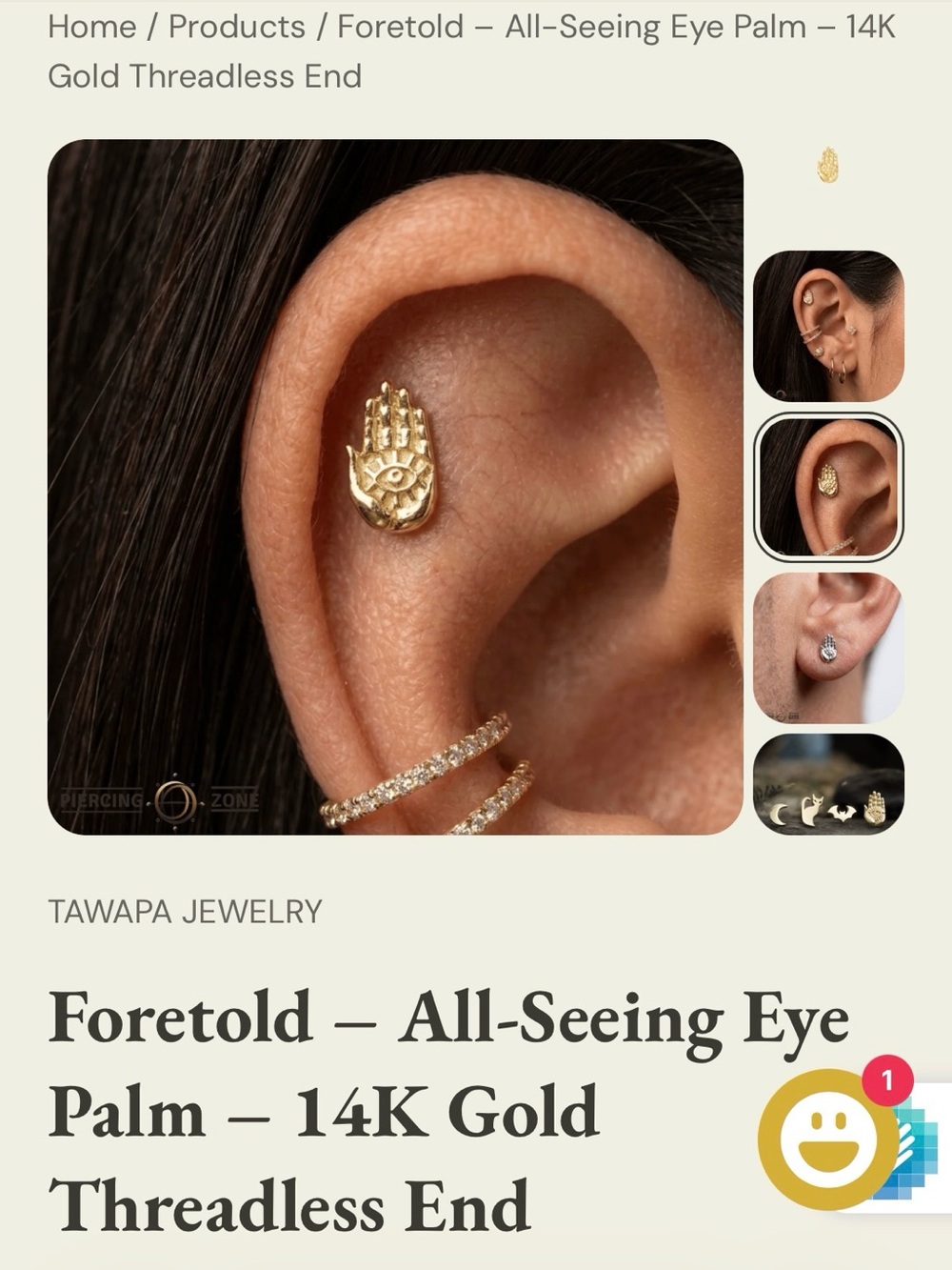 Tawapa All-Seeing Eye Palm Threadless End